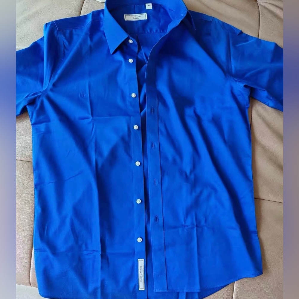 Klein Blue Premium Cotton Button-Up Shirt, Size S - Picture 2 of 4